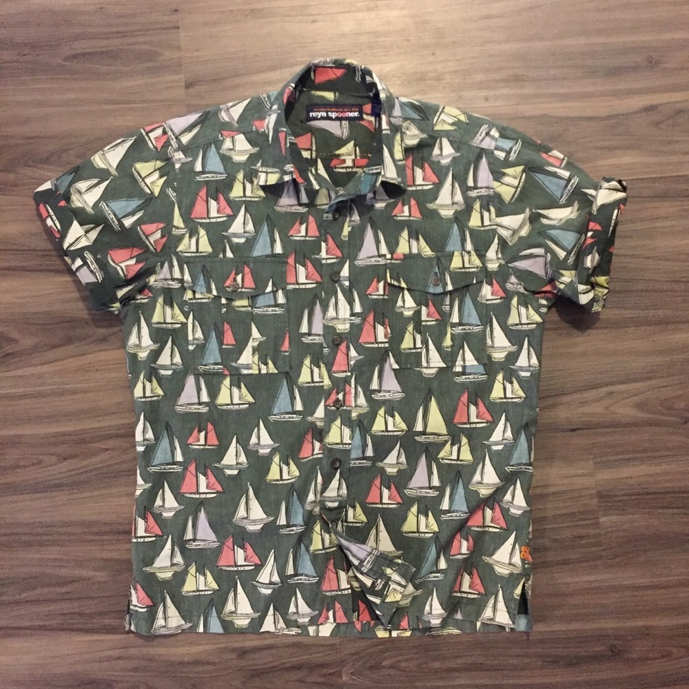 Men’s Reverse Nautical Printed Short Sleeve Shirt